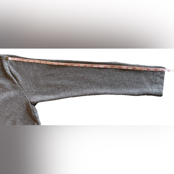 J. Crew Grey Sweater Pleated Ruffle Hem Navy Blue Women’s Size Large - Picture 10 of 11